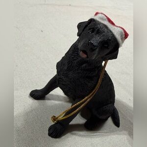 Black Labrador Retriever Christmas Ornament with Santa Hat